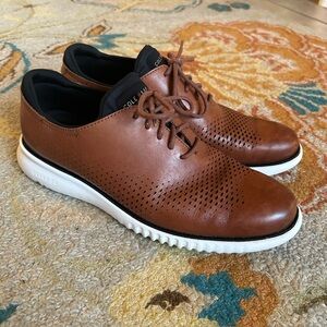 Cole Haan Brown Leather Men's 2.ZERØGRAND Laser Wingtip Oxfords Size 9.5 Preppy